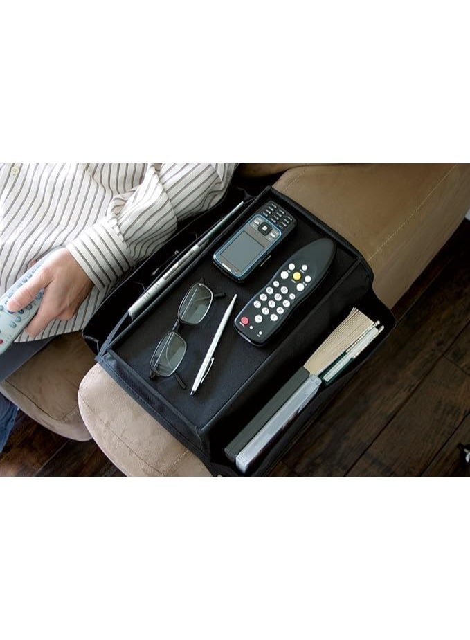 6 Pocket Remote Control Organizer Sofa Armrest Hanging Storage Caddy Folding Table Slipcover Desk Chair Holder Magazine Snack Phone Cup Pen Tray Home Living Space Solution - Image 1